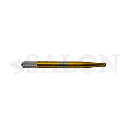 Ручка (маніпула) для ручної техніки (мікроблейдинг) PMU алюмінієва жовта одностороння загострена з кулькою CHN 15-0497