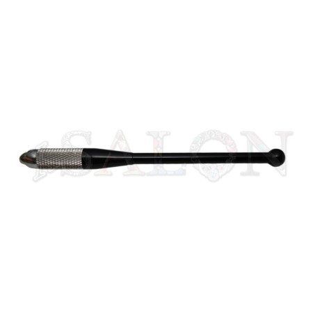 Ручка (маніпула) для ручної техніки (мікроблейдинг) PMU крапля чорна з сріблястою цангою з одного боку та кулькою чорною з іншого CHN 15-0486