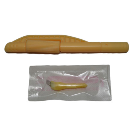 Ручка (маніпула) для ручної техніки (мікроблейдинг) PMU пластикова жовта CHN 15-0417