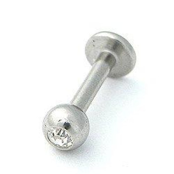 Лабрет (штанга в губу) Piercing медична сталь з кулькою з білим каменем 1,2 х10х3 JLS (1201) (PR) 10-6875