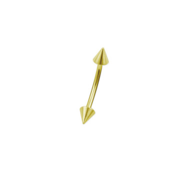 Мікробанан (зігнута штанга в брову) Piercing медична сталь жовтого кольору з конусами 1,2х8x3&3 BBSNPG (PR) 10-3241