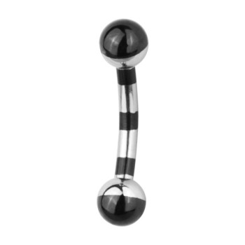 Мікробанан (зігнута штанга в брову) Piercing медична сталь з смугами чорного кольору з кульками 1,2х10х3 BBBX02 (PR) 10-2116