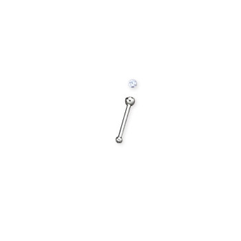 Ностріл (сережка для крила носа) Piercing прямий титановий з білим каменем 0,8х7х2,3 ABN01 (PR) 10-0814