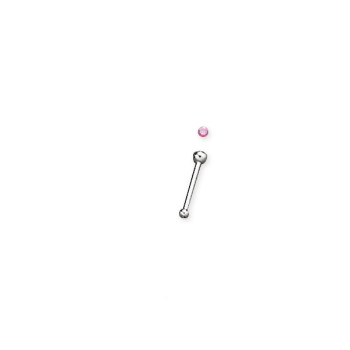 Ностріл (сережка для крила носа) Piercing прямий титановий з рожевим каменем 0,8х7х2,3 ABN01 (PR) 10-5427