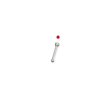 Ностріл (сережка для крила носа) Piercing прямий титановий з червоним каменем 0,8х7х2,3 ABN01 (PR) 10-5426