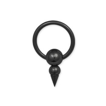 Хард (кільце) з двома кульками і конусом Piercing медична сталь чорного кольору 1,6х12х6 BCNIPB (PR) 10-0190