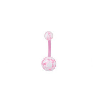 В пуп (банан в пупок) Piercing біопласт під прозорим пластиком кулька з рожевих та білих перемішаних фарб 1,6х10х5/8 UNCB45 (PRPP) 10-4997