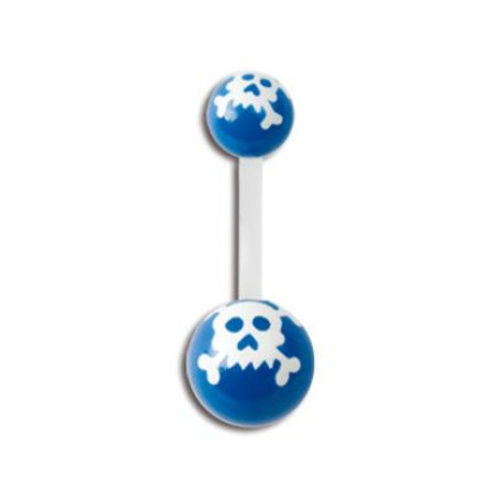 В пуп Piercing біопласт блакитна з 2 кульками череп із кістками 1,6x10x8&5 UNCB25 (PRPP) 10-8833
