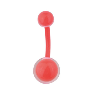 В пуп (банан в пупок) Piercing біопласт з червоними кульками під прозорим пластиком 1,6х10х5/8 UNCB46 (PRPP) 10-8893