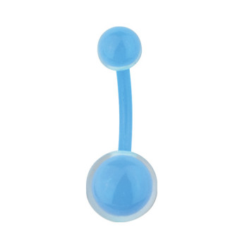 В пуп (банан в пупок) Piercing біопласт з блакитними кульками під прозорим пластиком 1,6х10х5/8 UNCB46 (PRPP) 10-8894