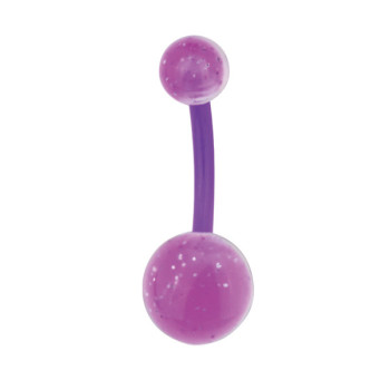 В пуп (банан в пупок) Piercing біопласт з фіолетовими кульками під прозорим пластиком 1,6х10х5/8 UNCB46 (PRPP) 10-8895